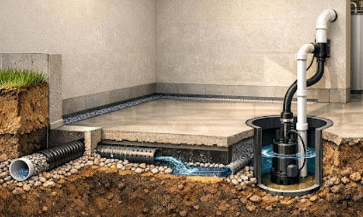 Submersible drainage pump for basement sump pit system